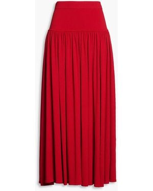 Loulou de Saison Romy Gathe Stretch-knit Maxi Skirt - Red