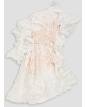 Zimmermann One-Shoulder Ruffled Lace Mini Dress - Natural