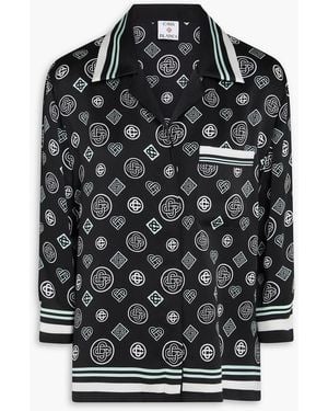 CASABLANCA Printed Silk-Satin Shirt - Black