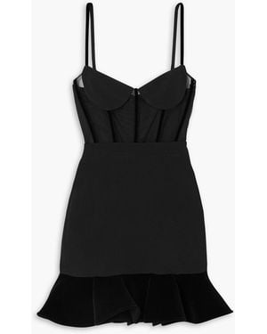 David Koma Ruffled Crepe, Velvet And Tulle Mini Dress - Black