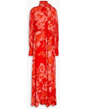 Erdem Drapierte robe aus seiden-voile mit floralem print - Rot