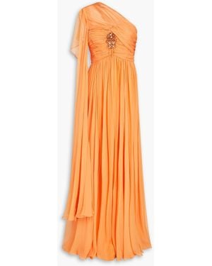 Zuhair Murad Embellished Silk-chiffon Gown - Orange