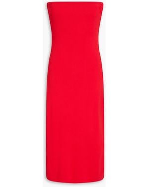 STAUD Canna Strapless Ribbed-Knit Midi Dress - Red
