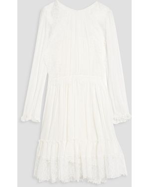 Chloé Lace-trimmed Silk-georgette Mini Dress - White