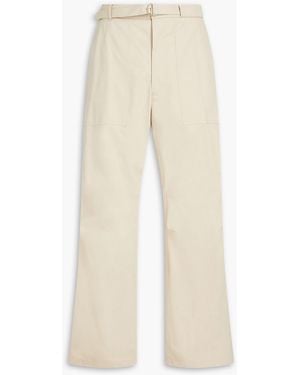 LE17SEPTEMBRE Belted Cotton-blend Twill Trousers - Natural