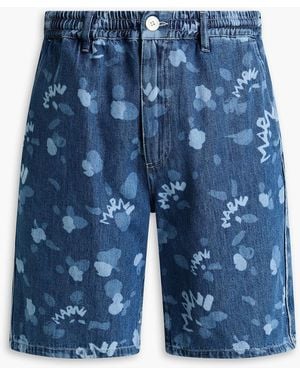 Marni Printed Denim Shorts - Blue