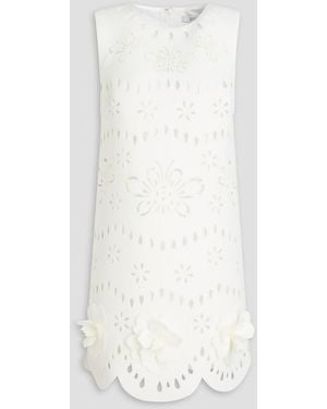 Badgley Mischka Laser-Cut Scuba Mini Dress - White