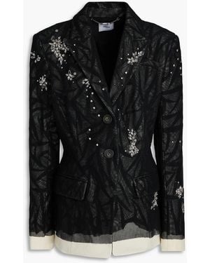 Erdem Embellished Cotton-Blend Mesh Blazer - Black