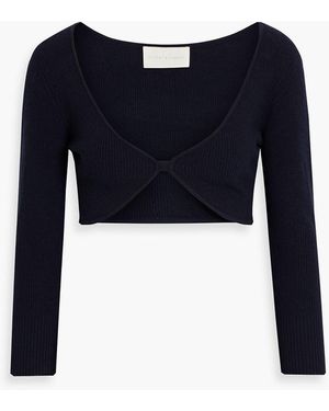 Michelle Mason Cropped Ribbed-Knit Top - Blue
