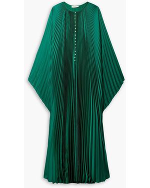 SemSem Maxikleid aus plissiertem satin mit kristallen - Grün