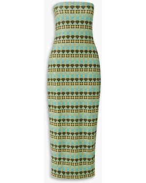 ‎Dima Ayad Strapless Metallic Jacquard-knit Maxi Dress - Green