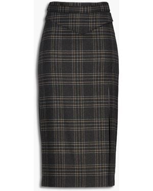 RED Valentino Checked Tweed Midi Skirt - Black