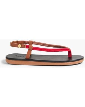 Ancient Greek Sandals Zoi Jute And Leather Sandals - Red