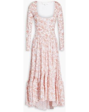 Caroline Constas Millie midikleid aus jersey mit floralem print und raffung - Pink