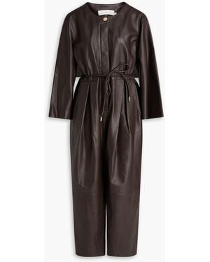 Zimmermann Pleated Leather Jumpsuit - Black