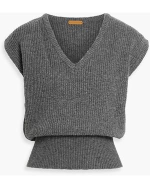 LE17SEPTEMBRE Ribbed Wool-Blend Vest - Gray