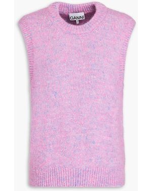 Ganni Bouclé-Knit Vest - Pink