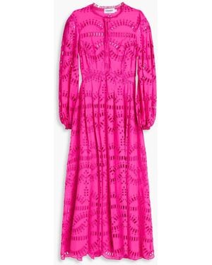 Charo Ruiz Kaika Broderie Anglaise Midi Dress - Pink