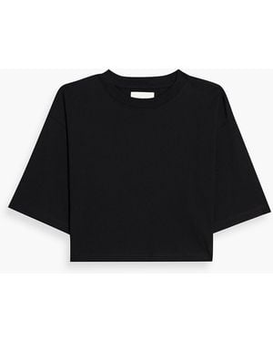 Loulou de Saison Gupo Cropped Pima Cotton-jersey T-shirt - Black