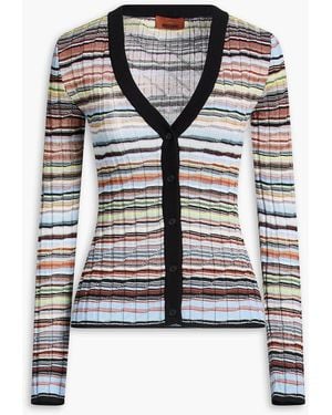 Missoni Space-dyed Ribbed Cotton-blend Cardigan - Black