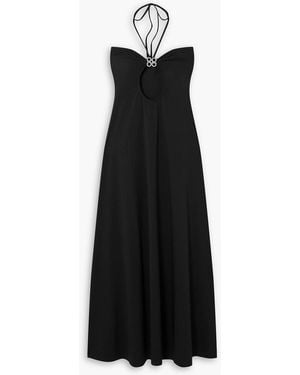 Dodo Bar Or Whitney Embellished Cutout Stretch-jersey Halterneck Maxi Dress - Black