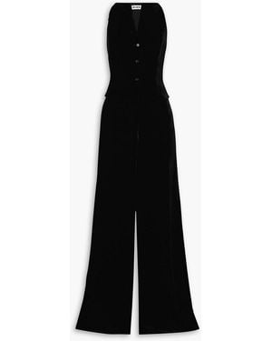 RIXO London Sienna Velvet Jumpsuit - Black