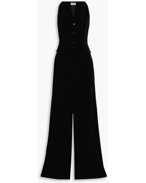 RIXO London Sienna Velvet Jumpsuit - Black
