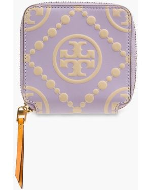 Tory Burch T Monogram Embossed Leather Wallet - Pink