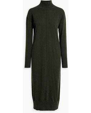 Iris & Ink Scarlett Wool Turtleneck Midi Dress - Black