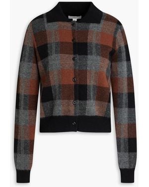 Vince Checked Cashmere Cardigan - Black