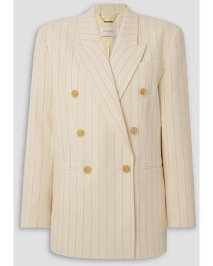 Zimmermann Luminosity Oversized Double-breasted Pinstriped Wool And Cotton-blend Blazer - Natural