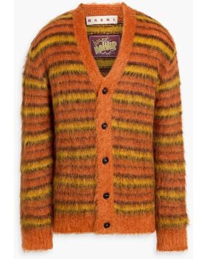 Marni Striped Mohair-Blend Cardigan - Orange