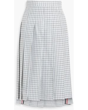 Thom Browne Checked Wool Midi Skirt - White