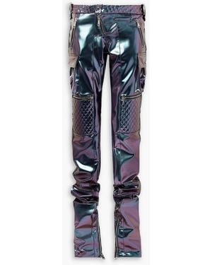 LAQUAN SMITH Quilted Iridescent Vinyl Skinny Pants - Blue