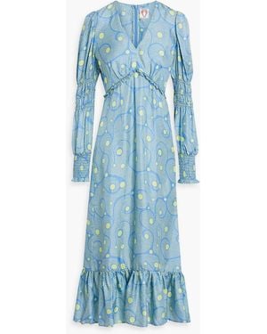 Shrimps Bubblegum Pink Silk Gathered Dress – shrimps