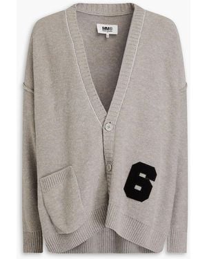 MM6 by Maison Martin Margiela Cutout Appliquéd Wool-blend Cardigan - Grey