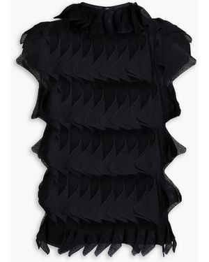 Missoni Ruffled Crochet-Knit Top - Black