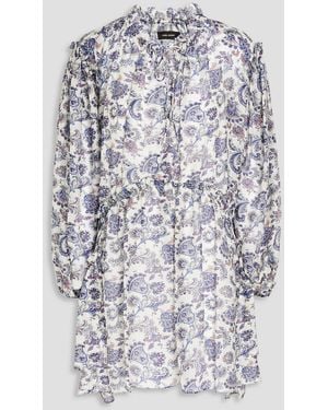 Isabel Marant Printed Silk-Georgette Mini Dress - White