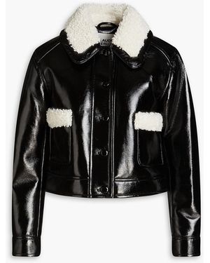 Claudie Pierlot Cropped Teddy Fleece Jacket - Black