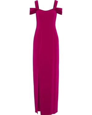 Halston Cold-shoulder satin-trimmed crepe gown - Lila