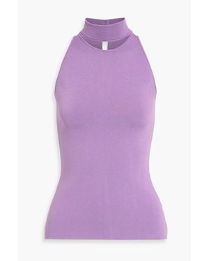 Safiyaa Chascara Cutout Ribbed-Knit Top - Purple