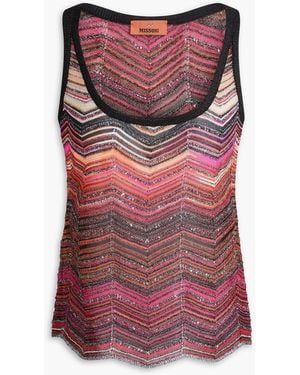 Missoni Metallic Sequin-Embellished Crochet-Knit Tank - Purple