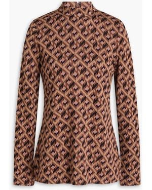 Diane von Furstenberg Birdie Jacquard-knit Turtleneck Top - Brown