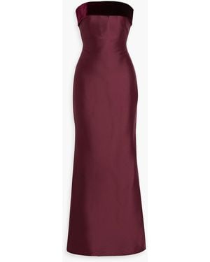 Badgley Mischka Strapless Satin-Twill Gown - Purple