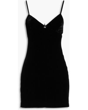 T By Alexander Wang Bow-Detailed Velvet Mini Dress - Black
