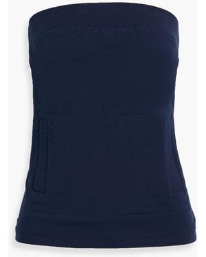 Norma Kamali Strapless French Cotton-Blend Terry Top - Blue