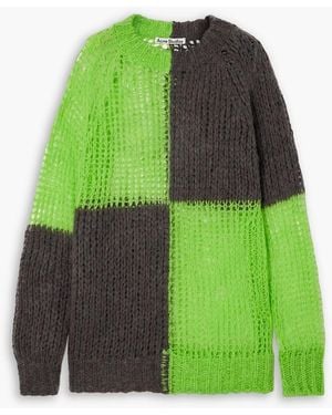 Acne Studios Zweifarbiger oversized-pullover in lochstrick - Grün