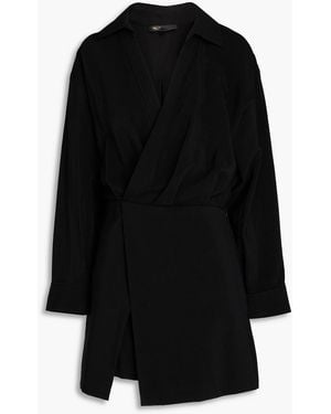 Maje Wrap-effect Woven Playsuit - Black