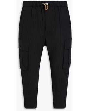DSquared² Cropped Tapered Cotton-Blend Shell Cargo Trousers - Black