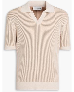 Frescobol Carioca Rino Ribbed Cotton And Cashmere-Blend Polo Shirt - Natural
